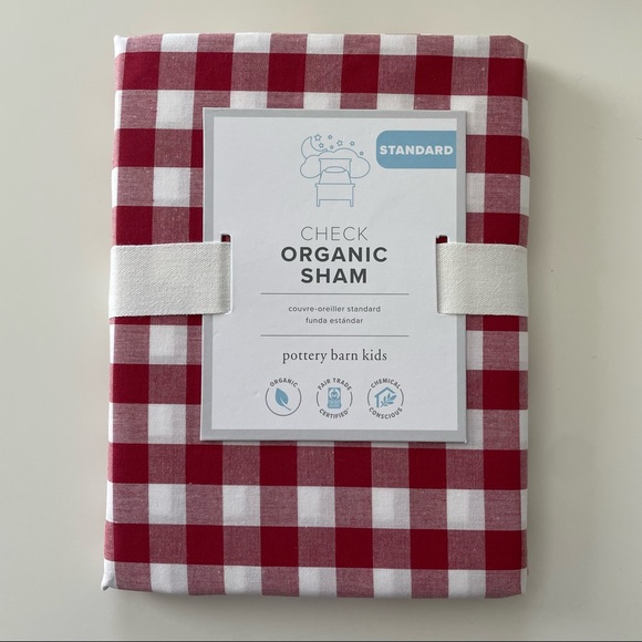 Pottery Barn Kids Red Check Sham, Standard Size, NEW - Picture 1 of 6
